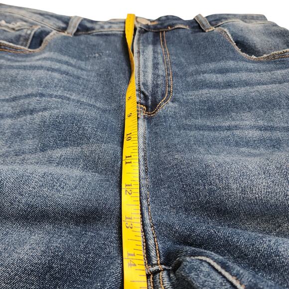 Risen Jeans Womens High Rise Straight Leg Jean Plus Size 1XL Dark Blue Stretch - Picture 13 of 15